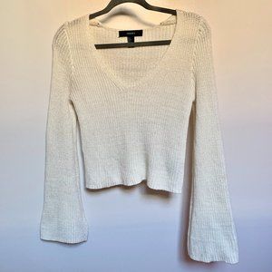 Cream Knit Sweater with Bell Sleeves